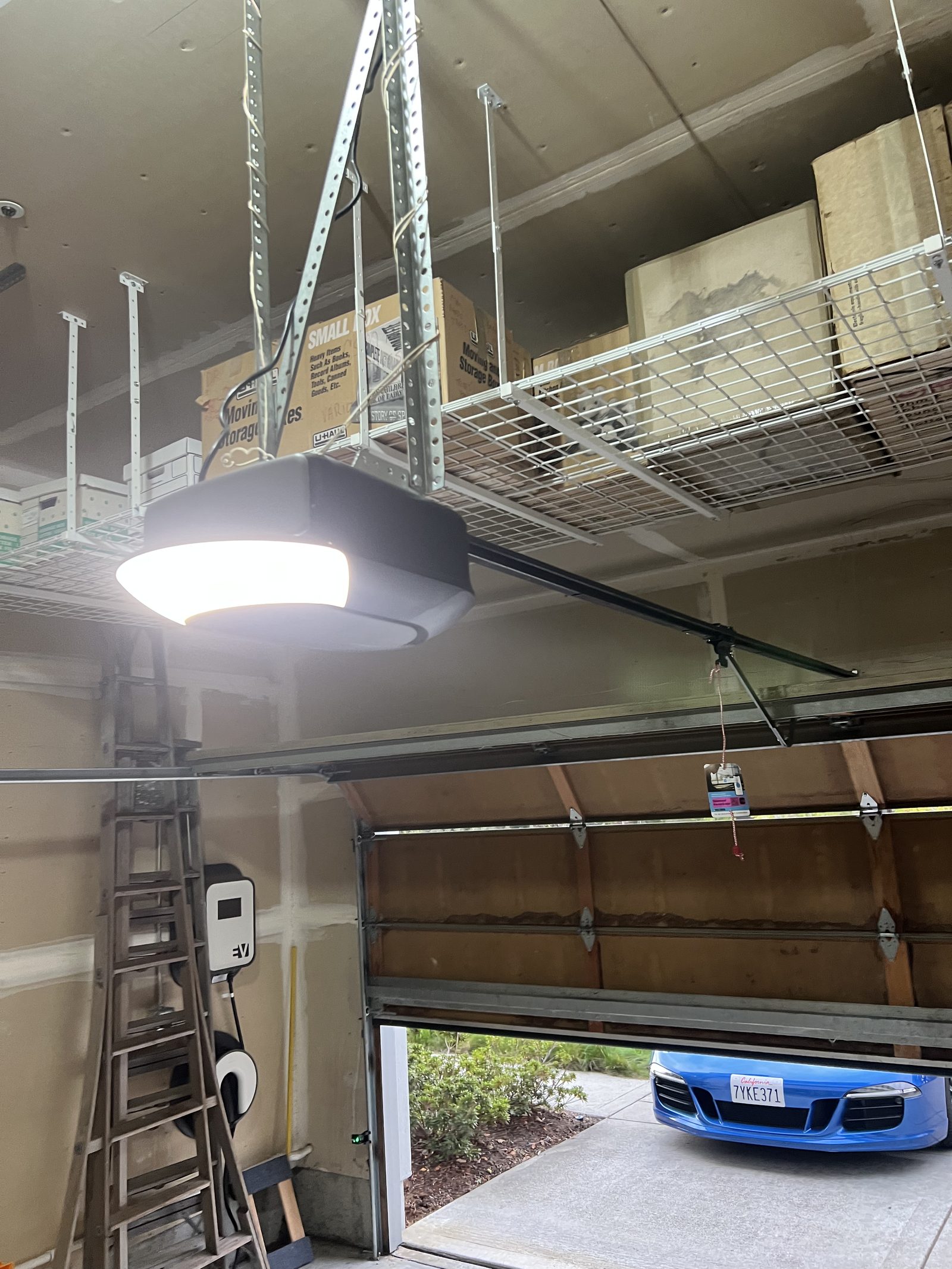 New garage door opener installed in a garage in El Granada, CA